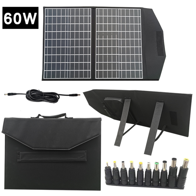 Panneau Solaire 60W 12V 18V Chargeur Solaire Portable pour Batteries, Recharge de Téléphones et Stations d'Énergie pour Camping et Extérieur