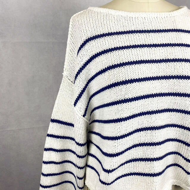 Pull à rayures pour femme avec encolure bateau et manches longues, pull à enfiler pour un usage quotidien, OEM/ODM