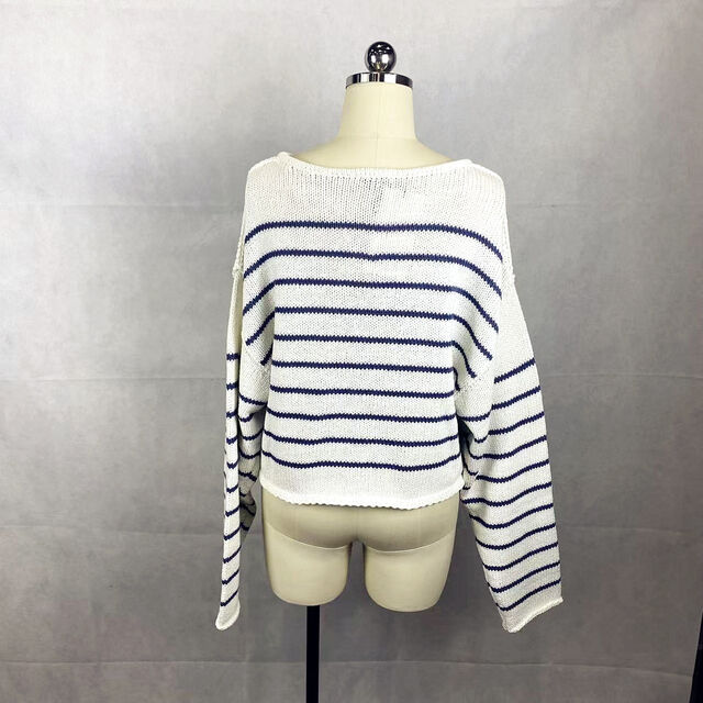 Pull à rayures pour femme avec encolure bateau et manches longues, pull à enfiler pour un usage quotidien, OEM/ODM