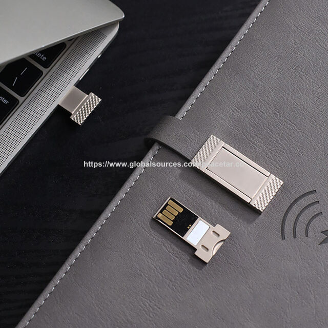 Agenda Inteligente Ejecutiva Tamaño A5 con Memoria USB y Cargador Inalámbrico Integrados. Capacidad de 10.000 mAh.