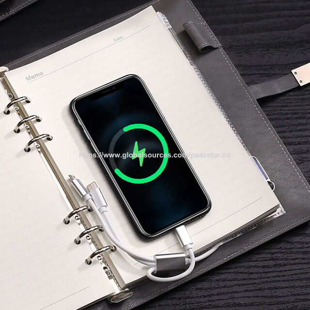Agenda Inteligente Ejecutiva Tamaño A5 con Memoria USB y Cargador Inalámbrico Integrados. Capacidad de 10.000 mAh.