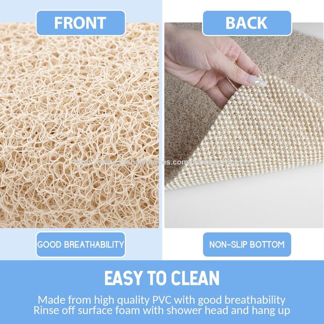 Tapis de Bain en PVC Antidérapant, Sans BPA, Durable, avec Massage des Pieds, Drainage Rapide, Facile à Nettoyer et Découpable pour la Sécurité des Salles de Bain, Hôpitaux, Personnes Âgées et Enfants