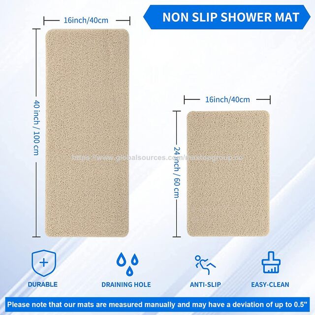 Tapis de Bain en PVC Antidérapant, Sans BPA, Durable, avec Massage des Pieds, Drainage Rapide, Facile à Nettoyer et Découpable pour la Sécurité des Salles de Bain, Hôpitaux, Personnes Âgées et Enfants