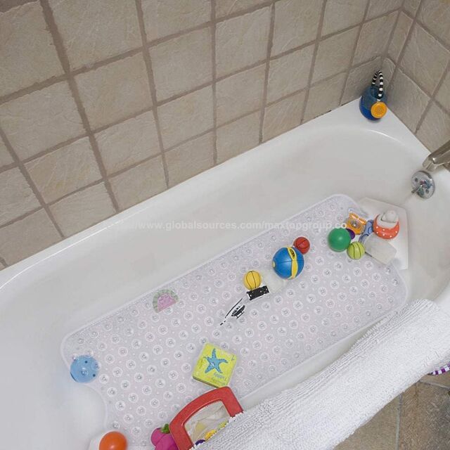 Tapis de Bain en Vinyle Extra Large, Anti-Odeur, Antidérapant, avec 200 Ventouses, Massage Galet, Lavable en Machine, pour Salle de Bain, Spa, Gymnase à Domicile - Sécurité