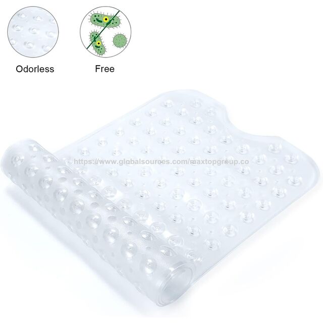 Tapis de Bain en Vinyle Extra Large, Anti-Odeur, Antidérapant, avec 200 Ventouses, Massage Galet, Lavable en Machine, pour Salle de Bain, Spa, Gymnase à Domicile - Sécurité
