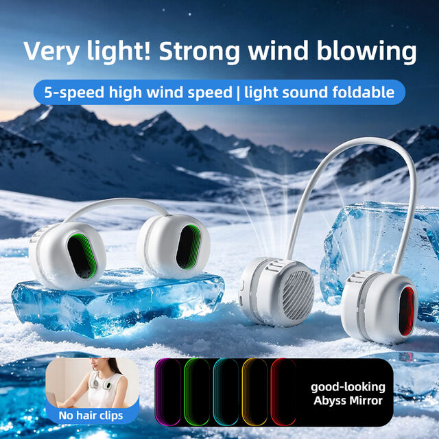 Ventilateur de Cou Portable d'Extérieur, Mini Ventilateur Rechargeable par USB sans Lames, Ventilateur Suspendu Mignon Dessin Animé, Ventilateur de Cou Portable ODM Corée