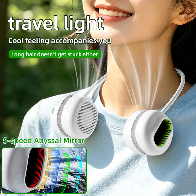 Ventilateur de Cou Portable d'Extérieur, Mini Ventilateur Rechargeable par USB sans Lames, Ventilateur Suspendu Mignon Dessin Animé, Ventilateur de Cou Portable ODM Corée