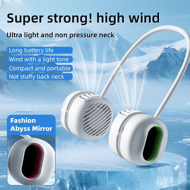 Ventilateur de Cou Portable d'Extérieur, Mini Ventilateur Rechargeable par USB sans Lames, Ventilateur Suspendu Mignon Dessin Animé, Ventilateur de Cou Portable ODM Corée