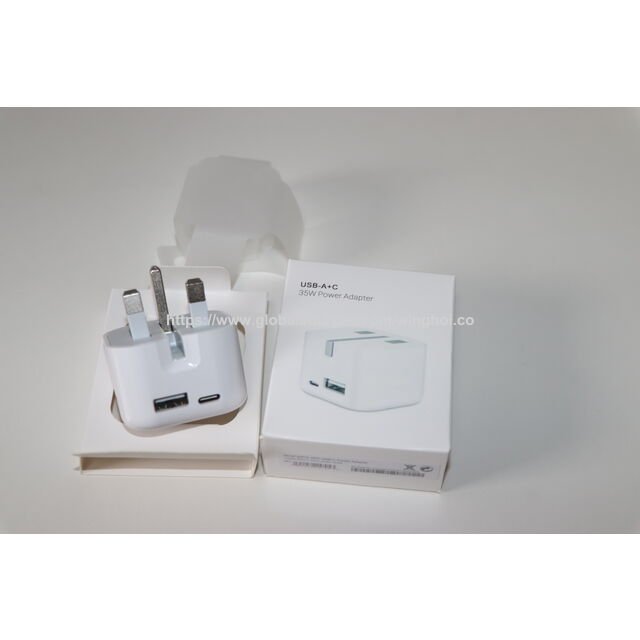 Cargador Rápido de Pared USB-C 35W para Móvil con Doble Puerto, Tipo UK, Plegable, Precio A+C al por Mayor