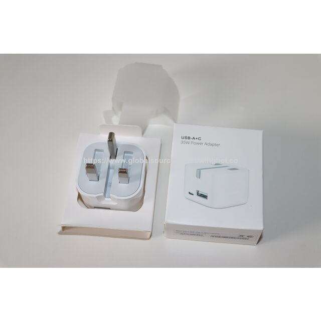 Cargador Rápido de Pared USB-C 35W para Móvil con Doble Puerto, Tipo UK, Plegable, Precio A+C al por Mayor