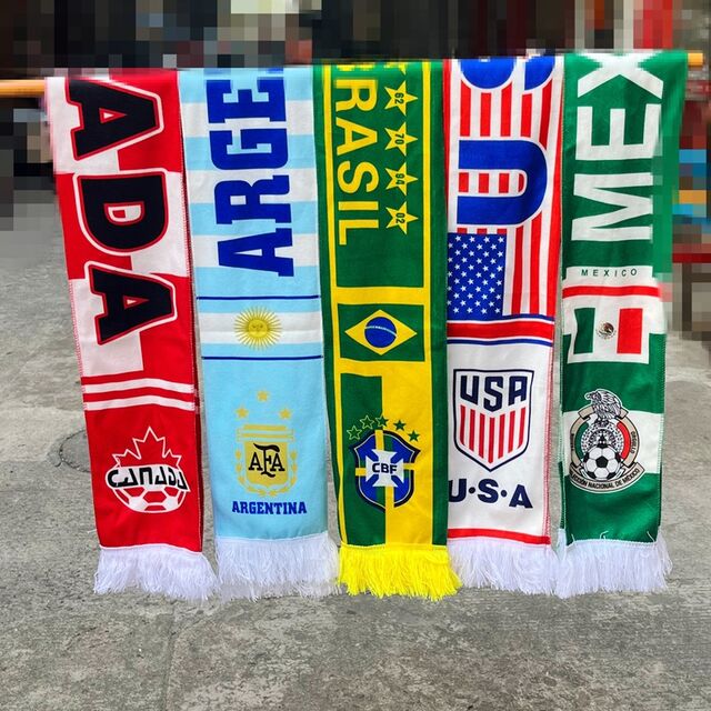 Écharpe de supporter de football pour jour de match, écharpes de pays pour la Coupe du Monde - Mexique, États-Unis, Canada, Brésil, Portugal, Argentine, Pays-Bas - Super Usine