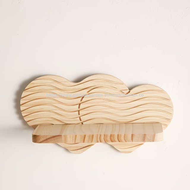 Étagère Murale en Bois en Forme de Cœur avec Motif Ondulé, Râtelier de Rangement Décoratif Artisanal Rustique - Étagères Murales en Bois