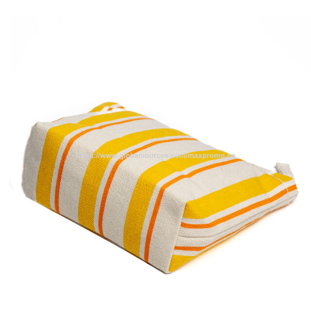 Bolsa de cosméticos OEM de fábrica con estampado de rayas, neceser de lona, bolsa de almacenamiento portátil de viaje, bolsa de maquillaje