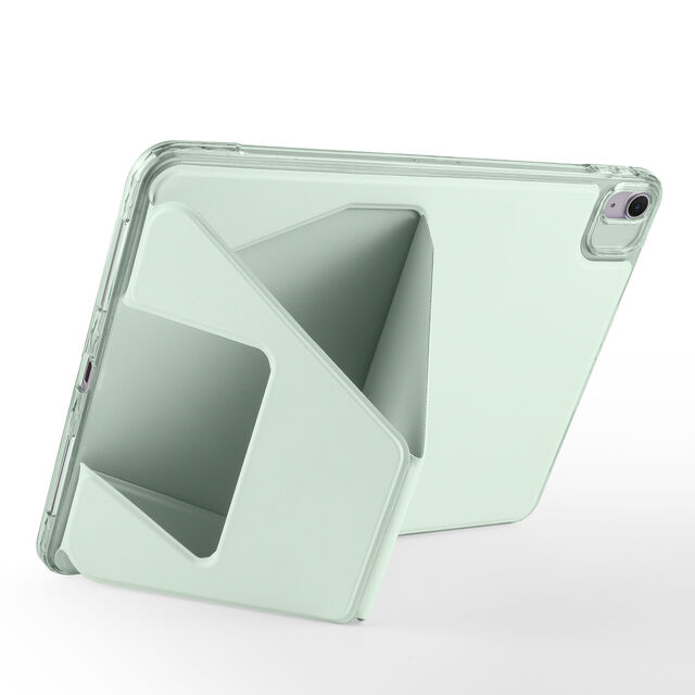 Étui détachable avec capuchon d'objectif et support pliable type Y pour iPad, cadre TPU transparent antichoc, basculez librement entre paysage et portrait
