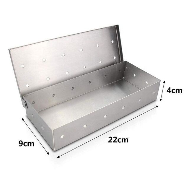 Boîte Fumoir en Acier Inoxydable Contenant de Copeaux de Bois pour Grill BBQ