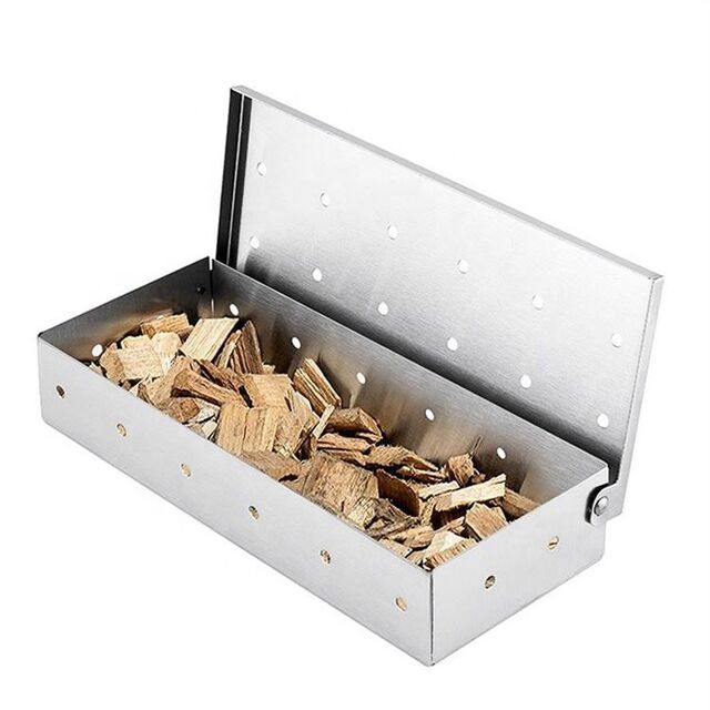Boîte Fumoir en Acier Inoxydable Contenant de Copeaux de Bois pour Grill BBQ