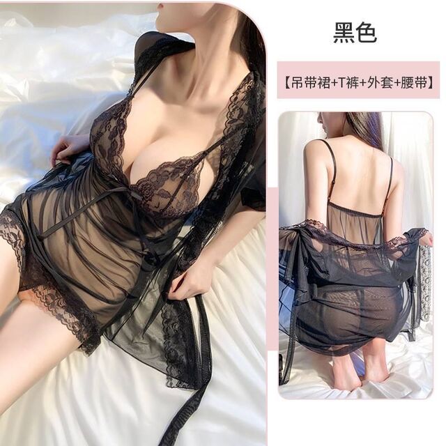 Pyjama Sexy en Dentelle Transparente pour Femmes, Vêtements de Nuit, Lingerie
