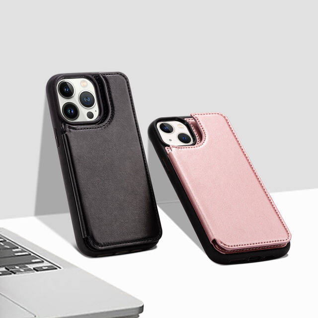 Capa de Couro Flip com Slot para Cartão para Proteção de iPhone