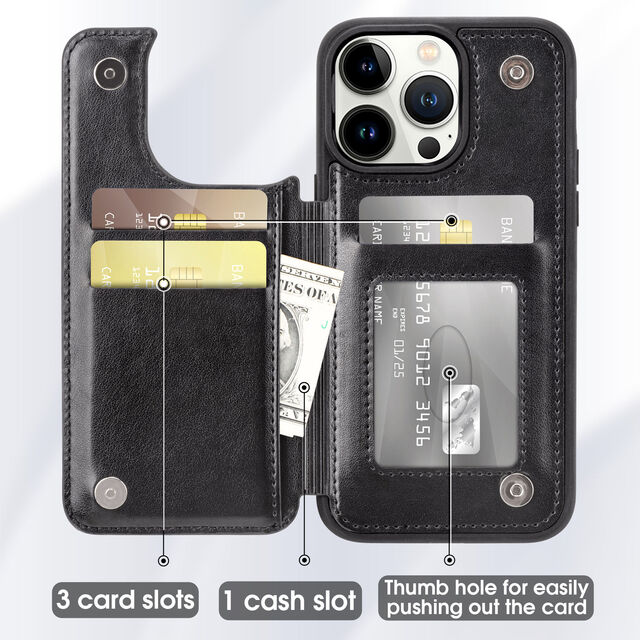 Capa de Couro Flip com Slot para Cartão para Proteção de iPhone