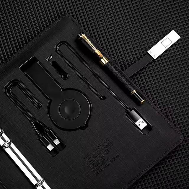 A5 Notizbuch Powerbank Kombi kabelloses Lade-Business-Geschenkset