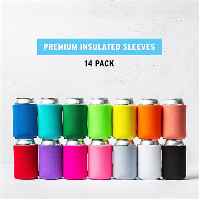 14 Piezas Fundas Enfriadoras de Latas de Cerveza, Fundas Aislantes Suaves para Latas de Refresco, Cerveza y Botellas de Agua