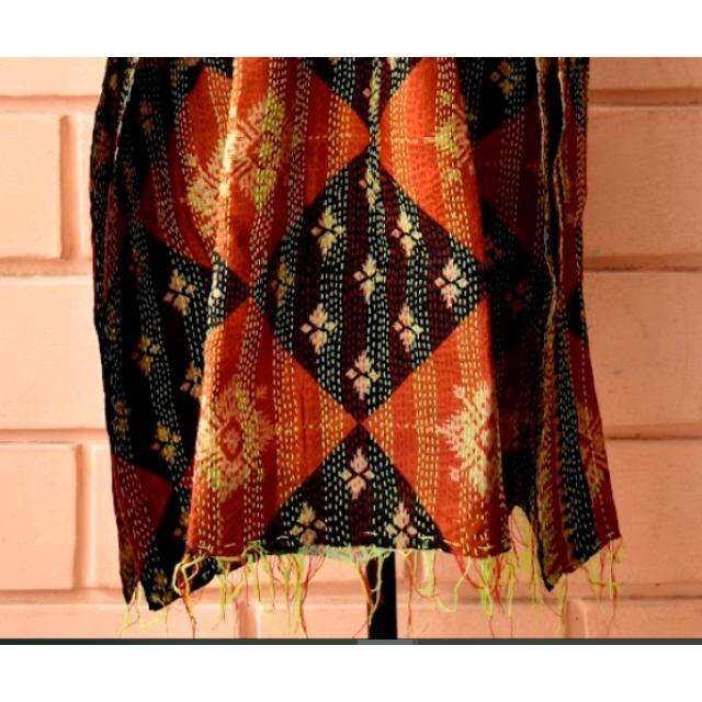 Vintage Handgefertigte Kantha Alte Seide Waschbare Designer Export Damen Kaftan Kleider Locker