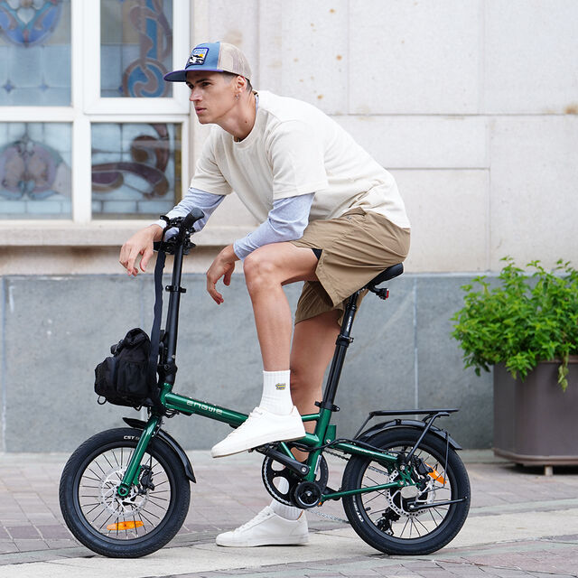 Vélo Électrique Urbain Pliable 36V 10Ah Lithium Certifié CE, Autonomie 31-60 km, Couleur Verte