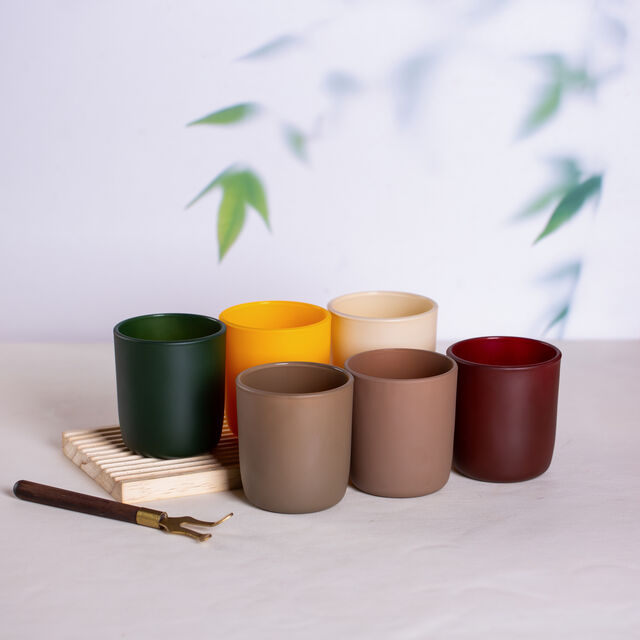 Bocaux en Verre Vides pour Bougies avec Couvercles Personnalisés en Bambou/Bois Mat Multicolore - Vente en Gros pour la Fabrication de Bougies