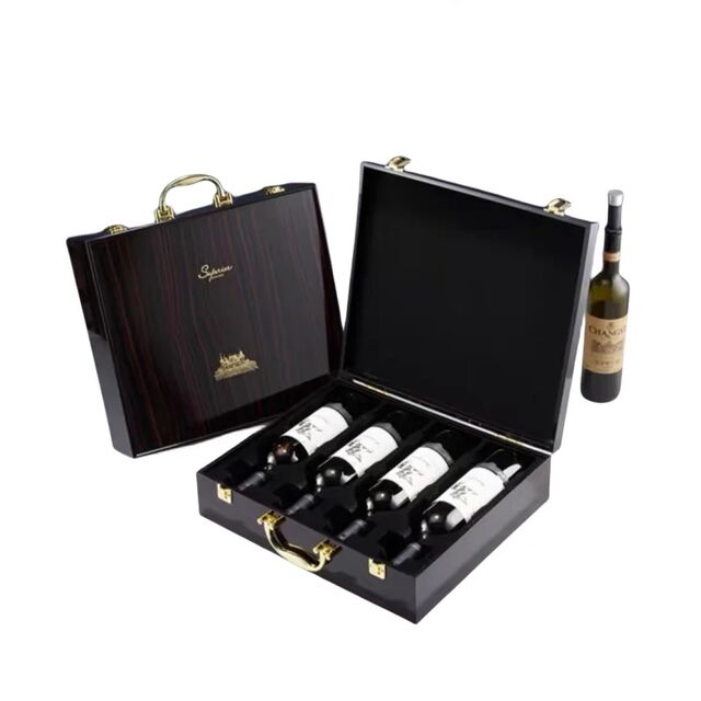 Hölzerne Weinbox für ein perfektes Geschenk und einen großartigen Eindruck, Massivholz-Weinbox mit Klappdeckel, Holz-Geschenkbox für Wein