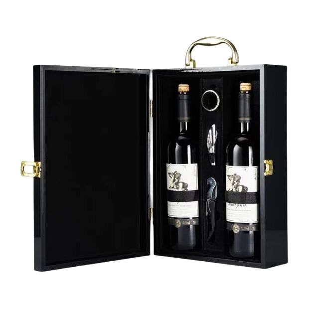 Hölzerne Weinbox für ein perfektes Geschenk und einen großartigen Eindruck, Massivholz-Weinbox mit Klappdeckel, Holz-Geschenkbox für Wein