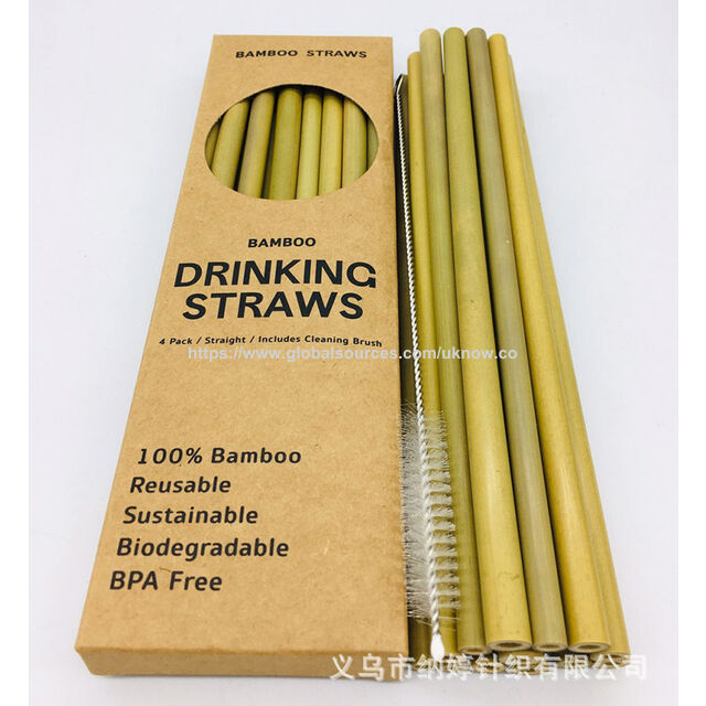 Pailles en bambou biodégradables et écologiques pour boire, pailles en fibre de bambou en gros