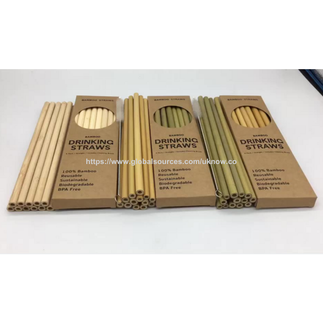 Pailles en bambou biodégradables et écologiques pour boire, pailles en fibre de bambou en gros