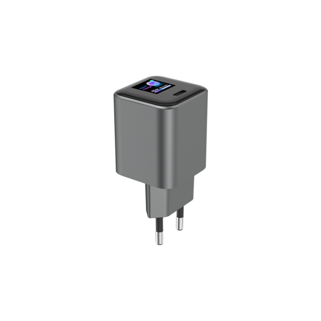 Cargador GaN 65W con Pantalla Táctil AI, PD3.0, PPS, Control Inteligente de Temperatura, Enchufe EU, OEM Global Personalizable