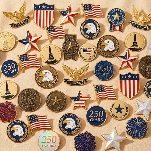 USA 250 Ans Patriote Monument Boîte Cadeau Ensemble Épinglette Émail