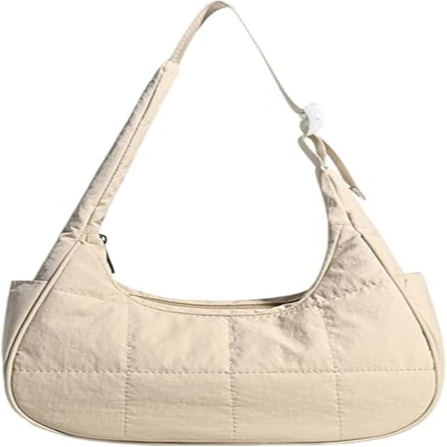 Bolso Pequeño de Hombro Media Luna para Mujer, Bolso Acolchado de Nailon Estilo Puffer, Lindo Bolso con Correa Ajustable, Bolso Casual de Moda, Bolso Suave