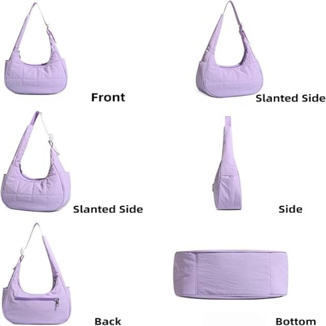 Bolso Pequeño de Hombro Media Luna para Mujer, Bolso Acolchado de Nailon Estilo Puffer, Lindo Bolso con Correa Ajustable, Bolso Casual de Moda, Bolso Suave