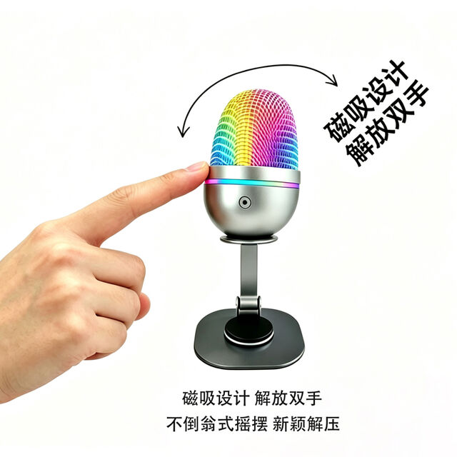 Micrófono de Juego RGB USB con Soporte Ajustable, Reducción de Ruido AI ENC, Micrófono de Grabación Tipo-C OTG para PC y Teléfono Android Streaming