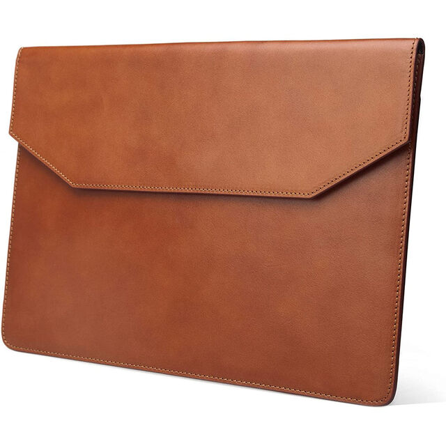Pochette d'ordinateur portable pliable imperméable en cuir véritable avec design personnalisé