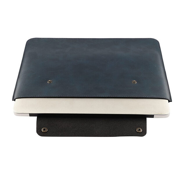 Pochette d'ordinateur portable pliable imperméable en cuir véritable avec design personnalisé