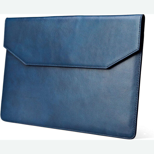 Pochette d'ordinateur portable pliable imperméable en cuir véritable avec design personnalisé