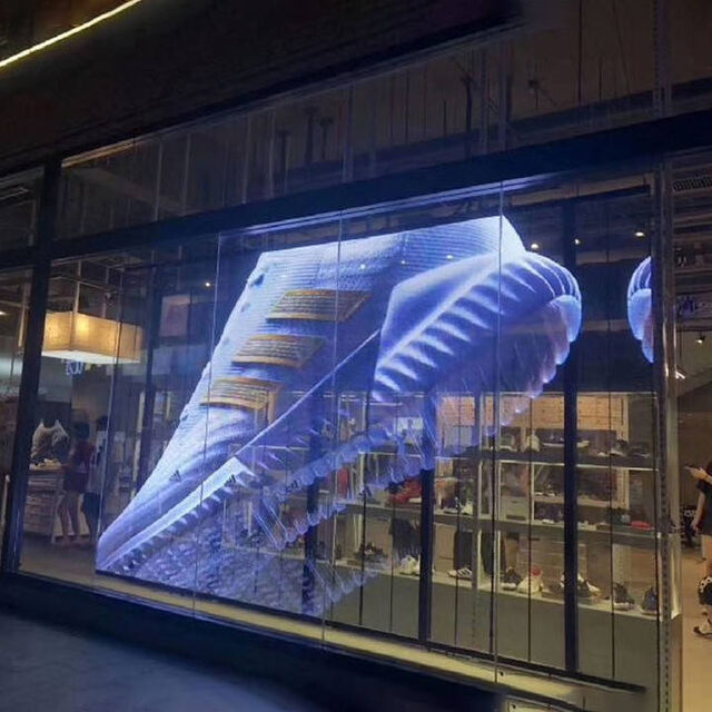 Film Adhésif Transparent LED Holographique Flexible pour Publicité sur Vitrine de Magasin