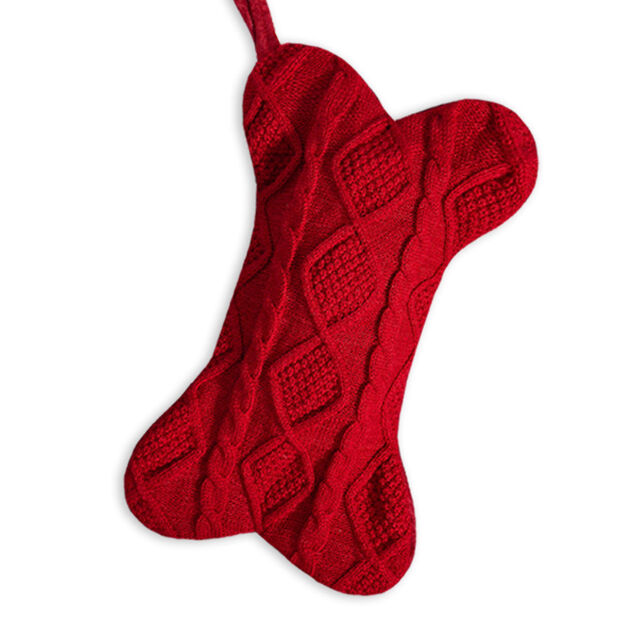 Gestrickte Knochenform Haustier Weihnachtsbaum Deko Weihnachtsstrümpfe Geschenk