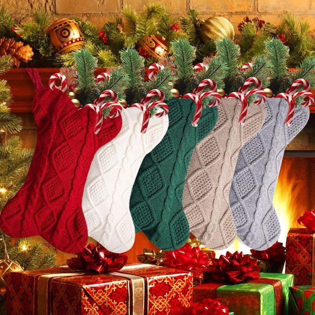 Gestrickte Knochenform Haustier Weihnachtsbaum Deko Weihnachtsstrümpfe Geschenk