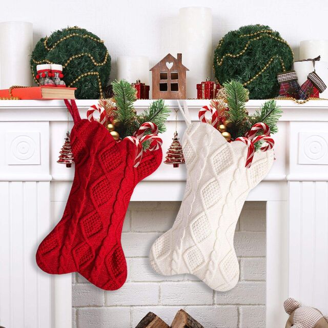 Gestrickte Knochenform Haustier Weihnachtsbaum Deko Weihnachtsstrümpfe Geschenk