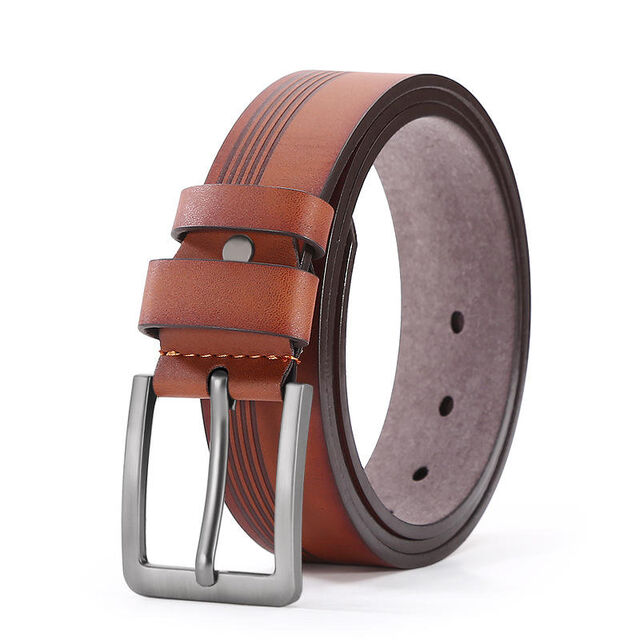 Ceintures Unisexe Style Western en Cuir Véritable avec Boucle à Ardillon