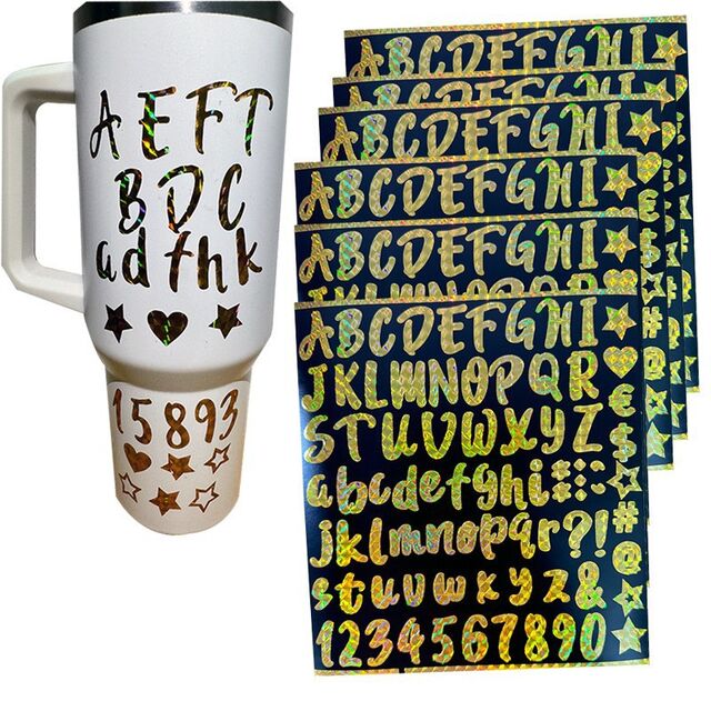 Pegatinas de Letras y Números Holográficos Láser DIY de 1 Pulgada en Stock, Autoadhesivas, Impermeables y a Prueba de Aceite para Clasificación de Laboratorio