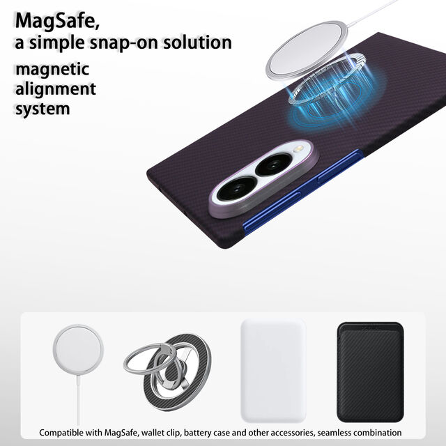 Coque en Kevlar pour Samsung Galaxy Fold 8, ultrafine de 1.1 mm, couverture en fibre d'aramide, compatible MagSafe, antichoc, protectrice mince