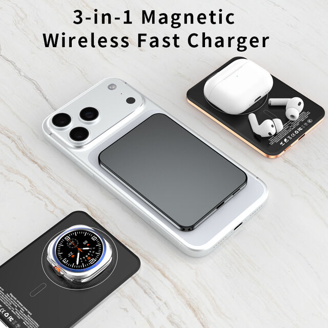 Base de Carga Inalámbrica Magnética Ultra-delgada OEM de 6.8mm con Power Bank de 5000mAh