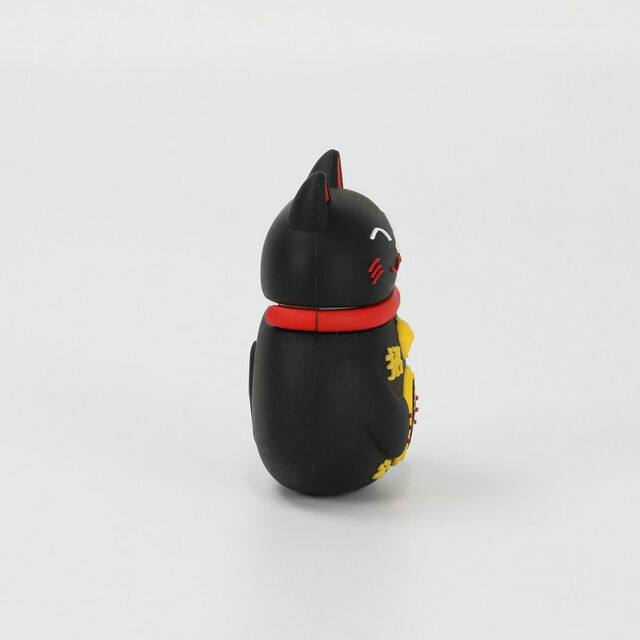 Coque AirPods 3D Chat de la Fortune Noir Mignon, Housse de Protection en Silicone Chat Porte-Bonheur, Étui Écouteurs Anti-Choc avec Porte-Clés