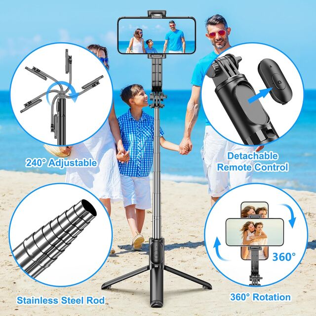 Heiß verkaufter ausziehbarer Selfie-Stick mit Stativ und kabelloser Fernbedienung - Tragbarer, leichter Handyhalter